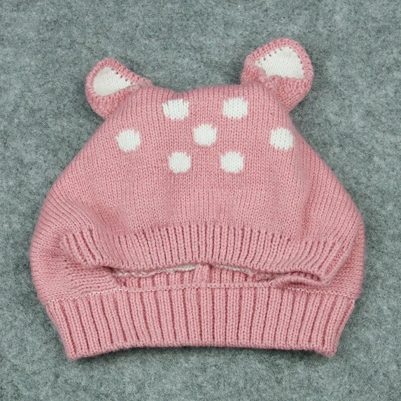 Детские шапки с оленем Sika мягкие теплые милые вязаные шерстяные шапочки кроликом