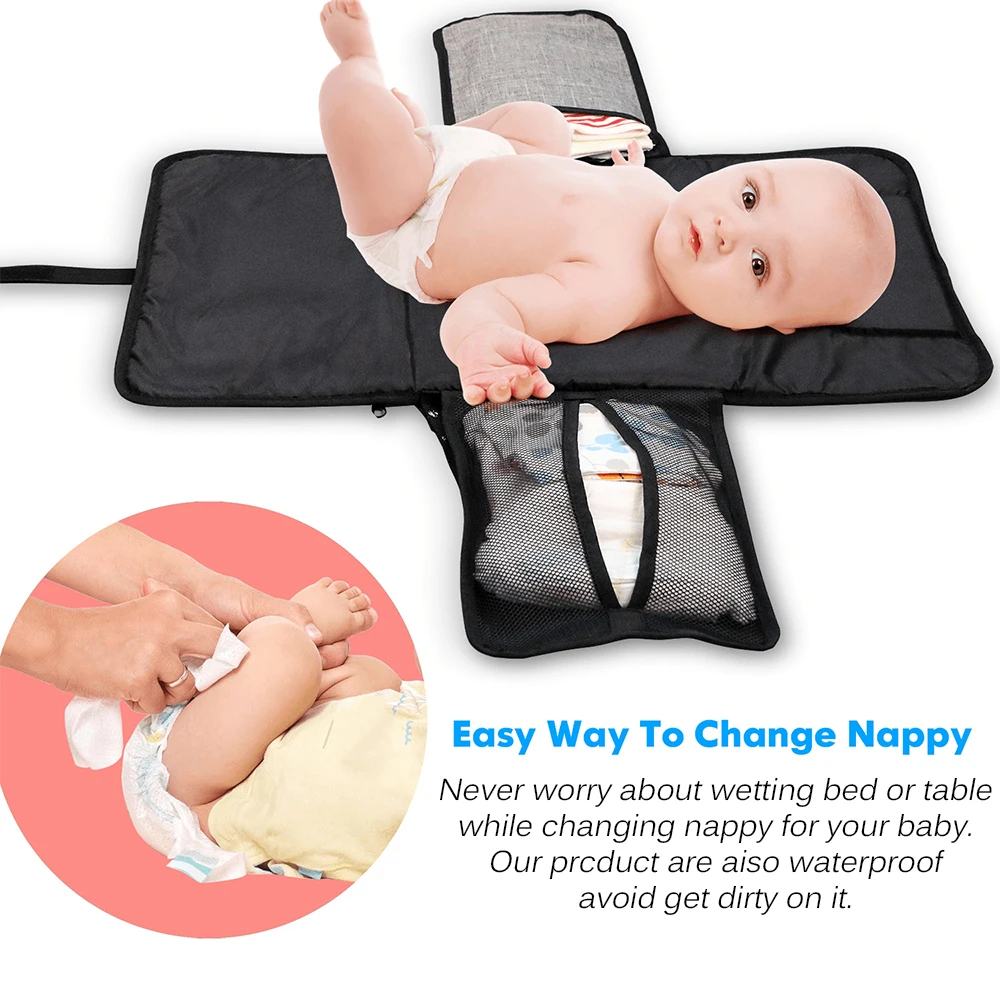 

Portable Nappy Changing Mat Waterproof Foldable Baby Diaper Changing Pad Diaper Bag For Home Travel Outside
