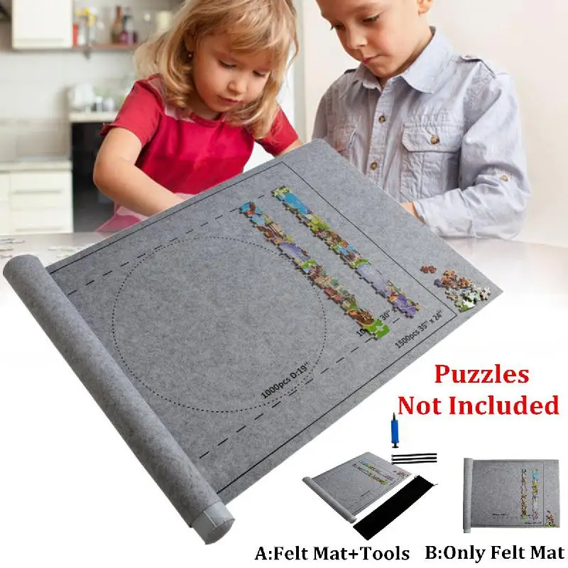 

Jigsaw Roll Felt Mat Can Accommodate For Up To 1500 Pieces Puzzle Accessories Portable Travel Storage Bag Crawling Mat Baby Toy