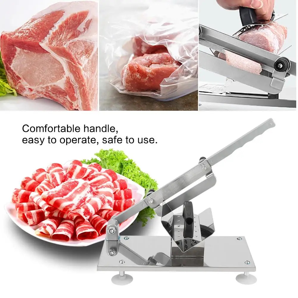 

Adjustable Manual Frozen Meat Slicer Lamb Beef Mutton Sheet Roll Cleavers Cutter Adjustable Thickness of 0.3-15mm Durable