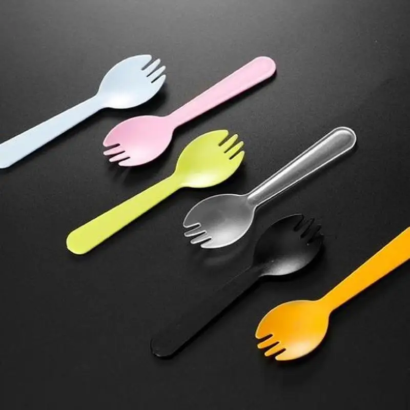 Ложка вилка одноразовая утолщенная черная пластиковая 200 шт.|Одноразовые ложки| |