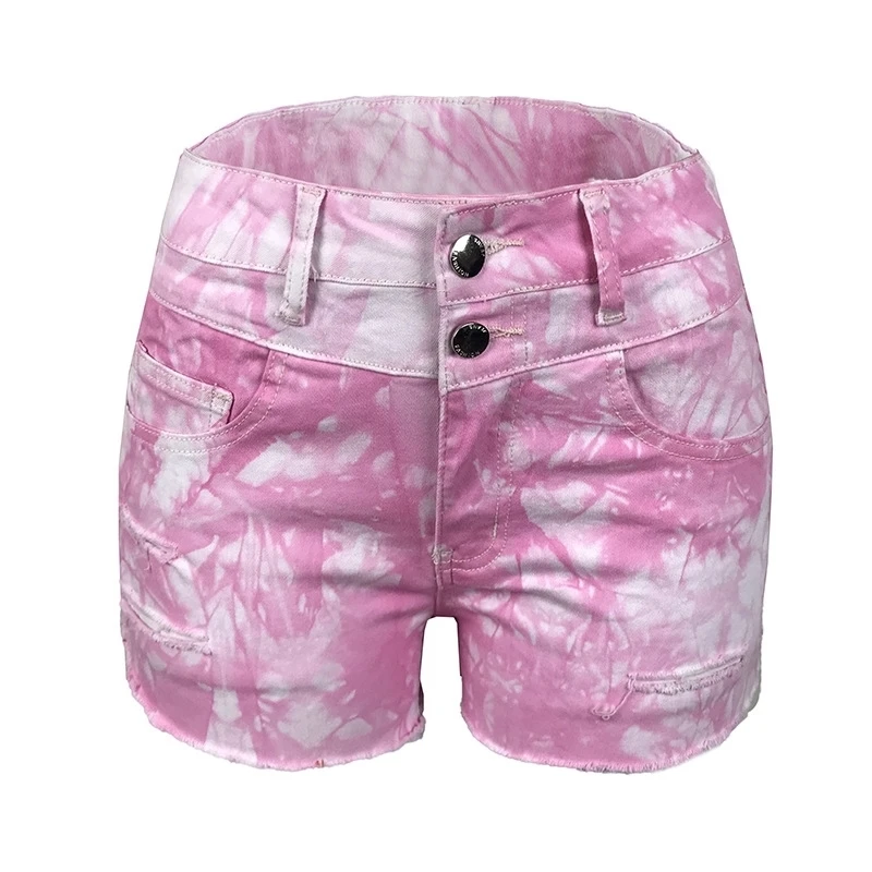 

Tie dyed New High Waist Stretch women's jeans shorts