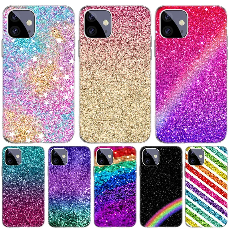 

Case for Apple iPhone 12 11 Pro SE 2020 X XR XS Max 7 8 6 6S Plus 5 5S Mobile Silicone TPU Shell Gold Glittering Star Protective