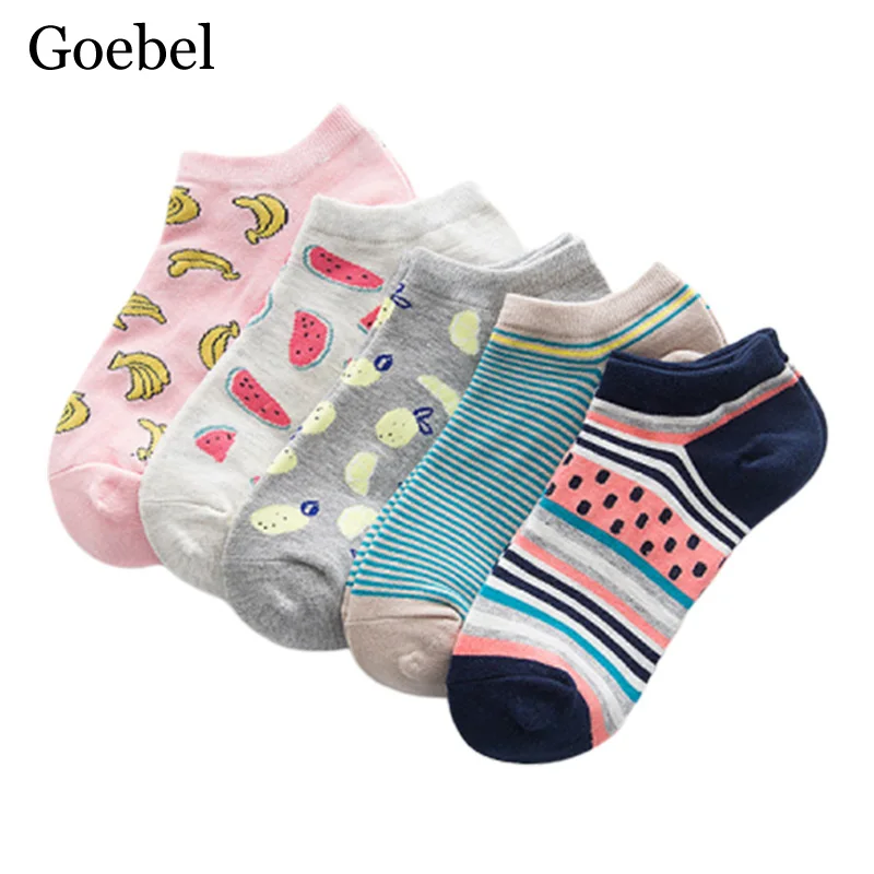 Носки невидимки женские летние хлопковые 5 пар/лот = 10 шт. повседневные модные