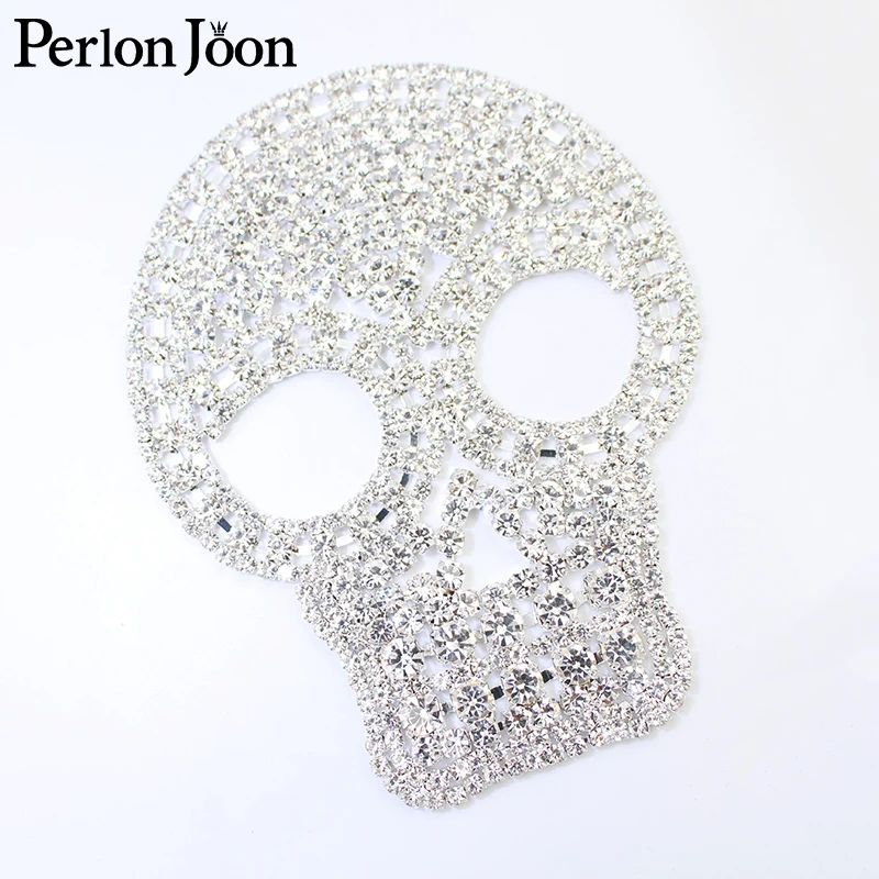 1PCS Punk Hip hop style DIY crystal skull rhinestone applique glass patch stitched for wedding bag and shoe decoration YHX081 | Дом и сад