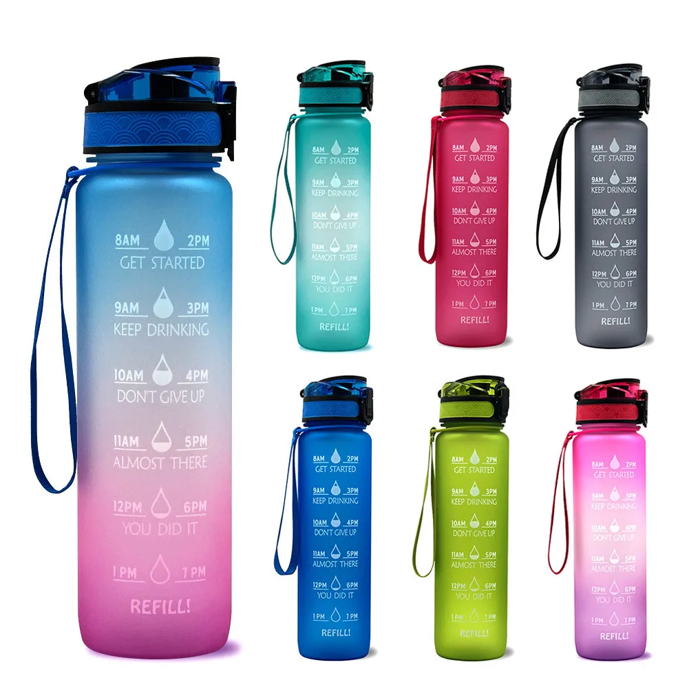 

32Oz Motivational Water Bottle With Time Marker Leakproof Bottle BPA-Free Fitness Sports Water Cup Outdoor Travel Drinkware