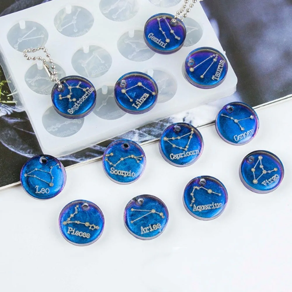 

Keychain Twelve Constellation Silicone Mold Pendant Epoxy Resin Casting Jewelry Silicone Mould Jewelry Making Tools Wholesale