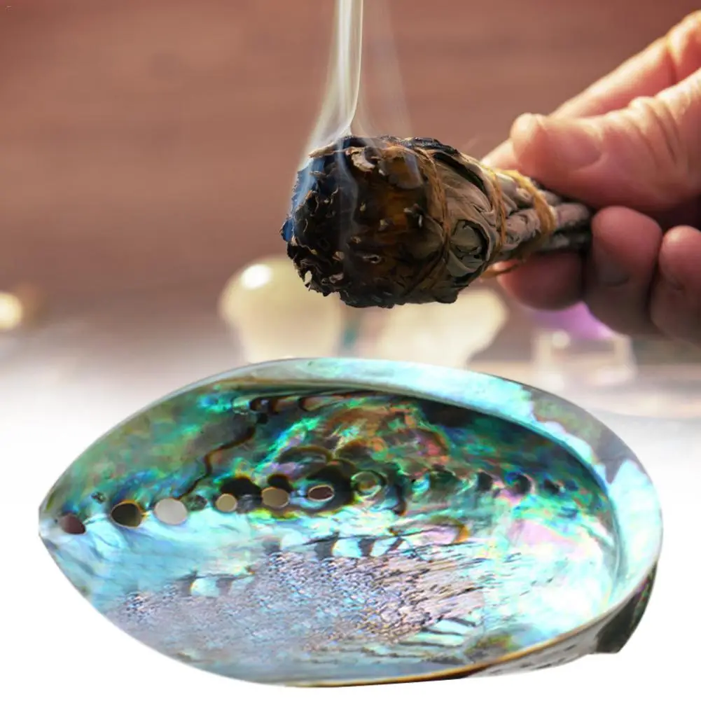 Ароматическая горелка в виде ракушки Абалон натуральная синяя ракушка