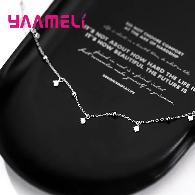 

Real 925 Sterling Silver Bohemia Choker Necklace for Fashion Women Minimalist Fine Jewelry Cute Disk Accessories Gift