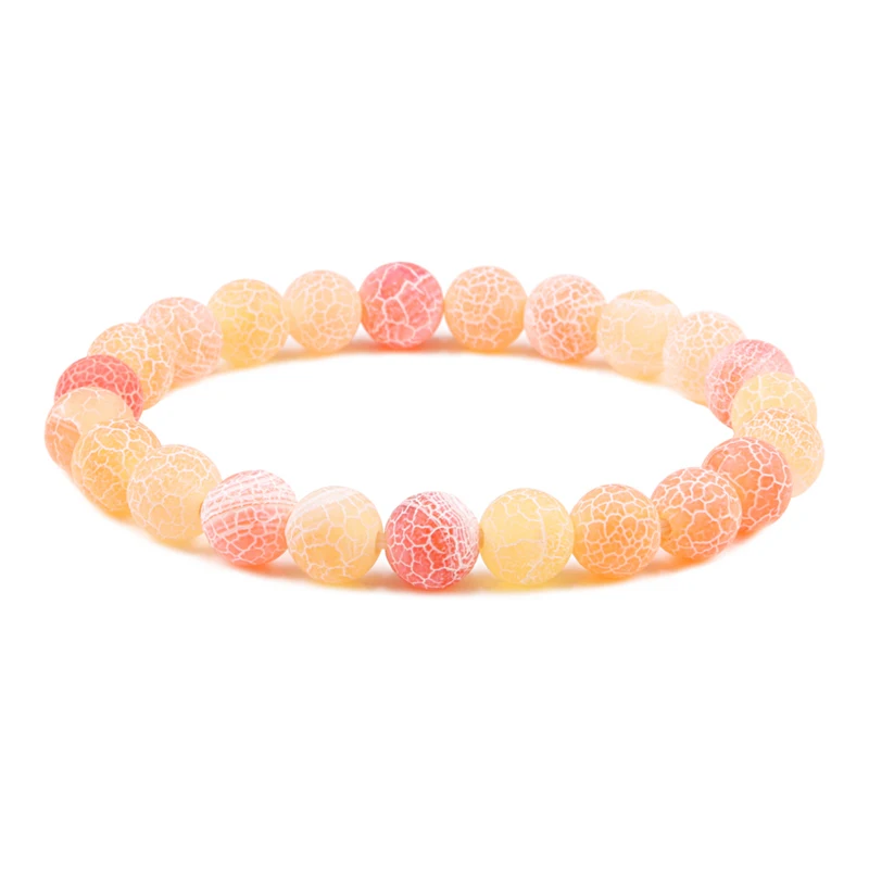 8mm Orange Шарм Фиолетовый Натуральный Состаренный камень браслет для женщин и мужчин трещина чакра бисерная нить браслеты 6 мм 8 мм 10 мм Йога украшения с Буддой подарок - Окраска металла: 8mm Orange