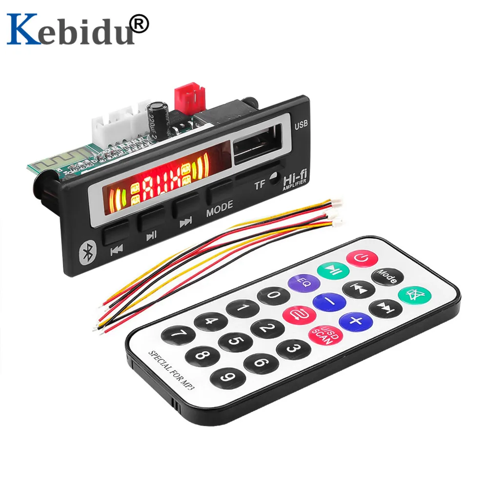 Kebidu Беспроводной Bluetooth 5V 12V MP3 WMA WAV декодер доска звуковой модуль музыка Динамик USB