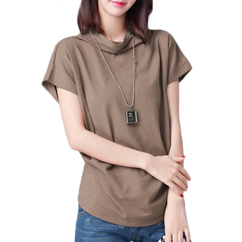 Хлопковая блузка однотонная водолазка Повседневная модная женская белая