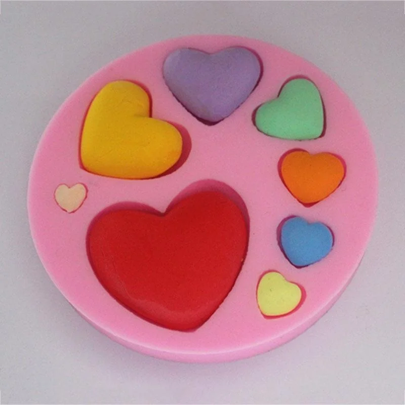 

Loving Heart Shape Silicone Fondant Mold DIY Colorful Sweet Heart Chocolate Candy Paste Cake Decorating Tool Mold
