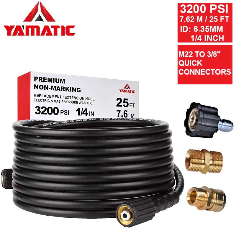 YAMATIC высокого давления пистолет для мойки авто комплект 3700 PSI 1/4 &quot25ft шланг 22&quot