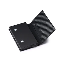 Bycobecy Credit Card Holder Magnet Carbon Fiber Coin Purse 2020 New Aluminum Box Card Wallet RFID Blocking Pop Card Case