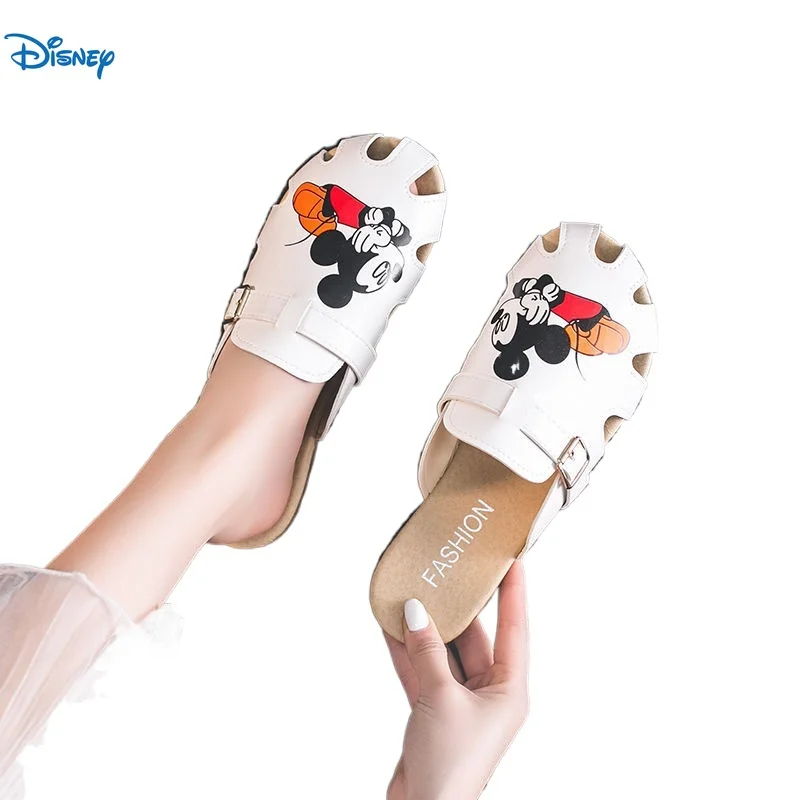 

Disney Baotou half slippers women's 2021 summer Korean leisure fashion flat bottomed cartoon Mickey outdoor sandals