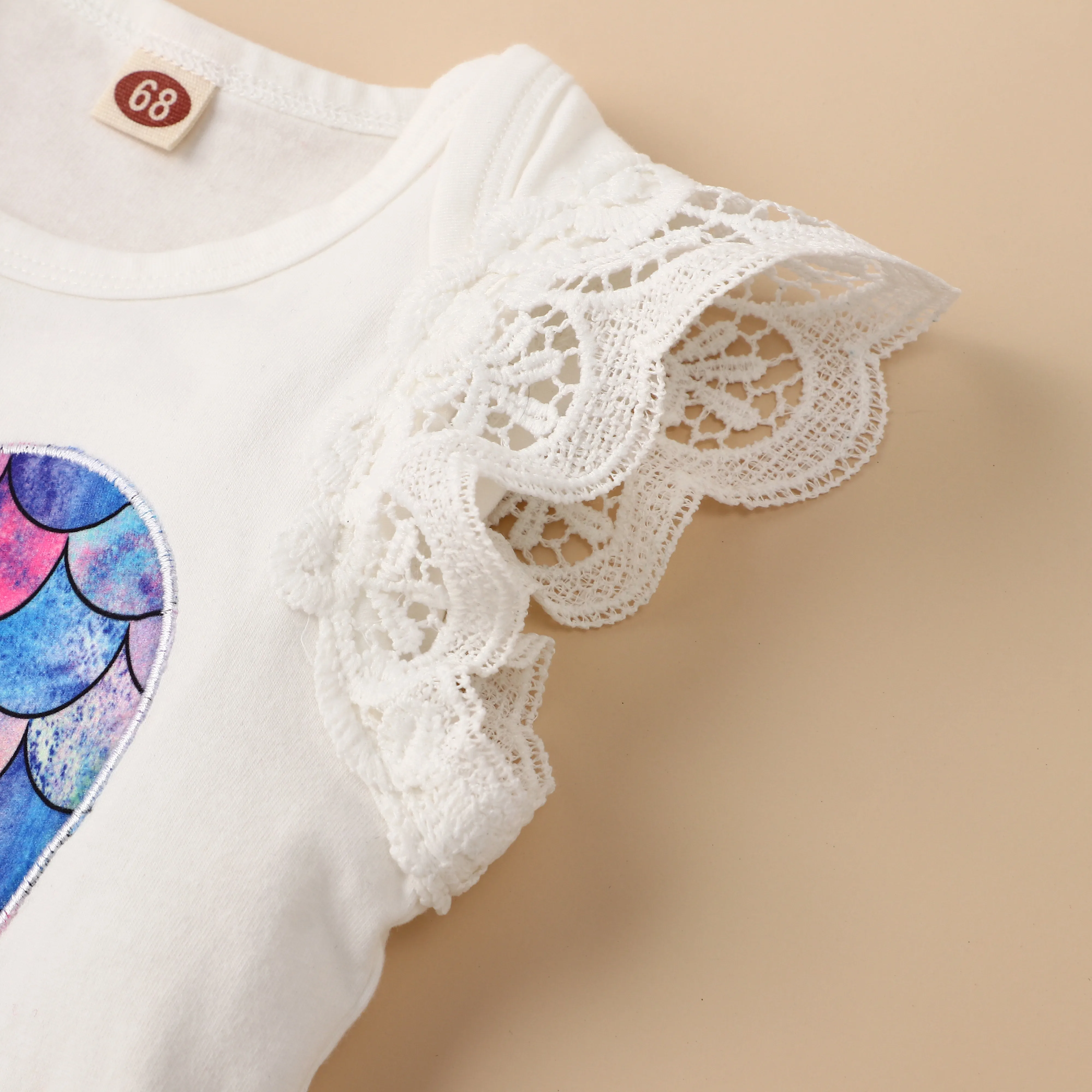 

Baby Girls Clothes Set, Fish Scale/Floral Bird Print Sleeveless Romper + Short Pants + Bow-knot Headband