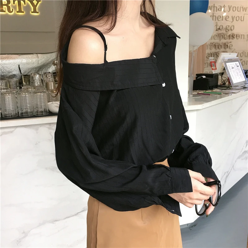 Шикарные однотонные дамские блузки рубашки повседневные женские с открытым