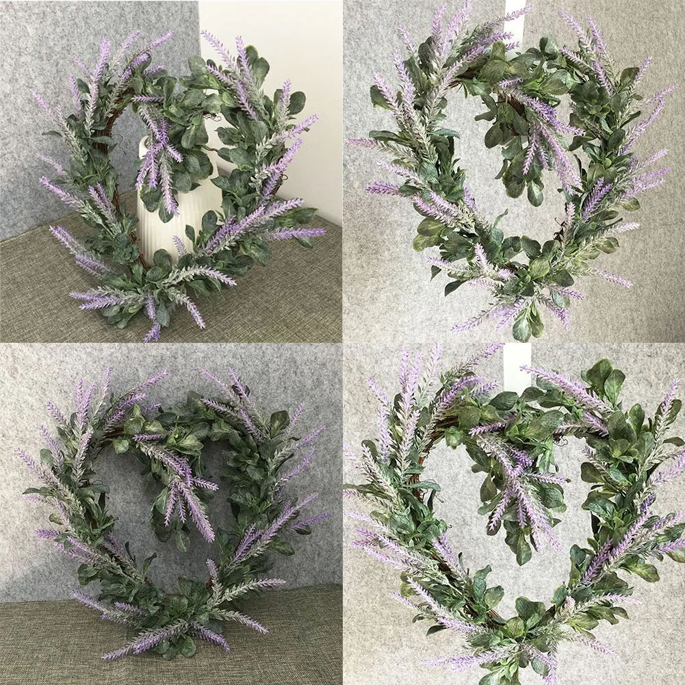 

Romantic Artificial Lavender Wreath Garland Home Wedding Party Hanging Decor for Valentine's Day Christmas Wall Window Decor