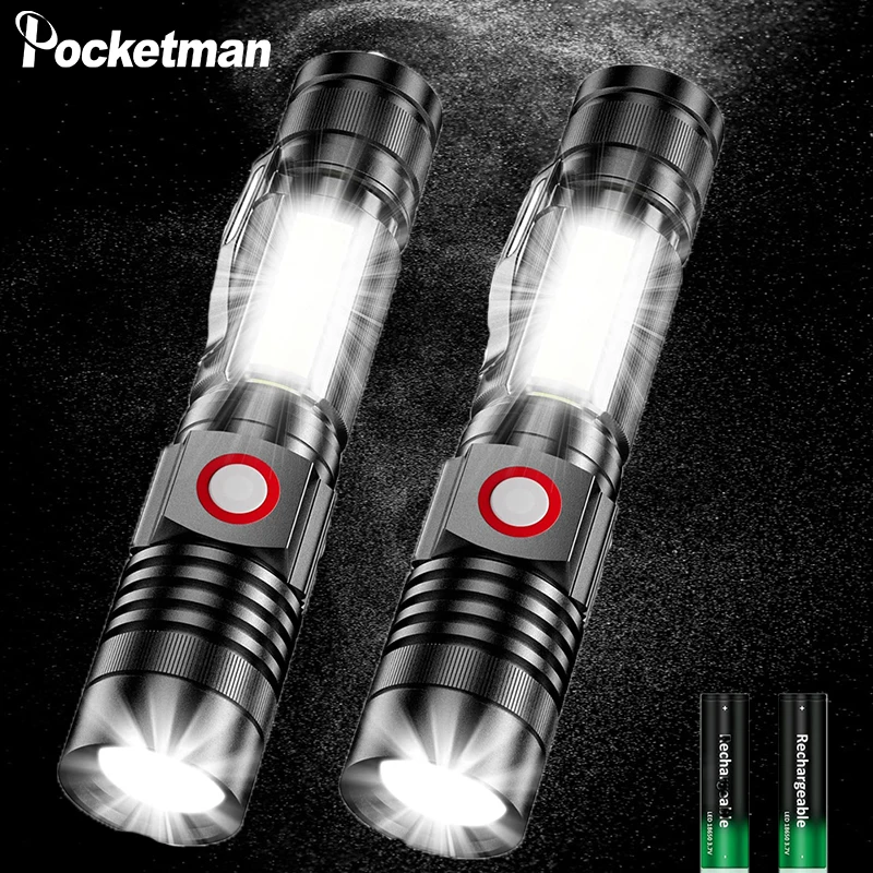 

60000LM Super Bright Flashlamp USB Rechargeable LED Flashlamp Long-range Powerful Waterproof Torch With Magnet Use 18650 Battery