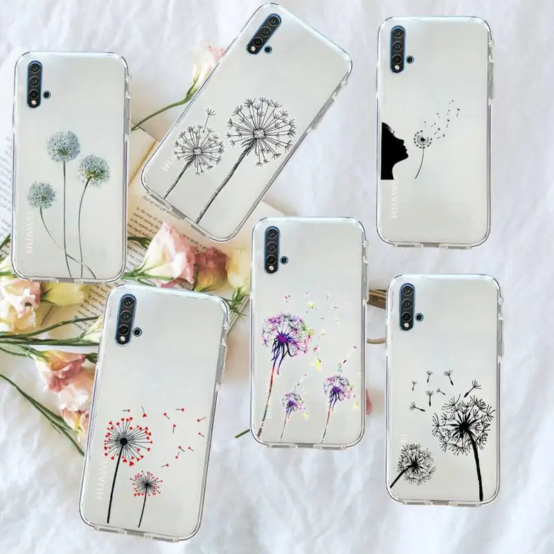 

Dandelion Simple flower Phone Case Transparent for Huawei honor P mate Y 20 30 40 10 8 5 6 7 9 i x c pro lite prime smart