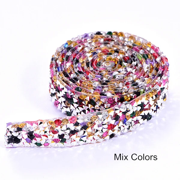 Mix Colors 1 ярд/Лот, ширина 15 м, много цветов, стразы, окантовка, кристалл, серебро, стразы, окантовка, пояс, стразы, отделка, сделай сам, B3838 - Цвет: Mix Colors