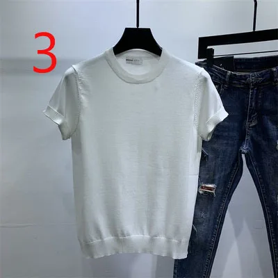 

Summer men's knitted ice silk T-shirt half-sleeved tide brand lapel top new short-sleeved T-shirt