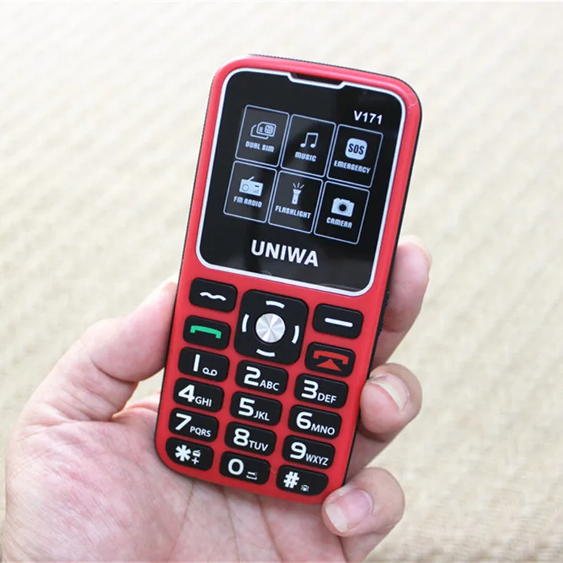 original uniwa v171 cellphone 2g gsm mt6261d dual sim 1000mah phones 1 77 0 08mp camera led flashlight mp3 student free global shipping