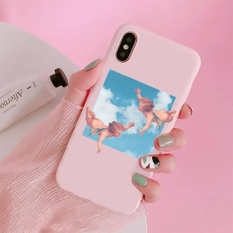 

Beautiful aesthetic yellow sunflower Phone Case Candy Color Pink for iPhone 11 pro XS MAX 8 7 6 6S Plus X 5S SE 2020 XR