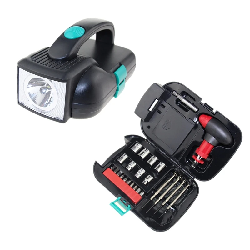 

Multi-bit Screwdriver Tool Set with Different Screwdriver Heads and Flashlight