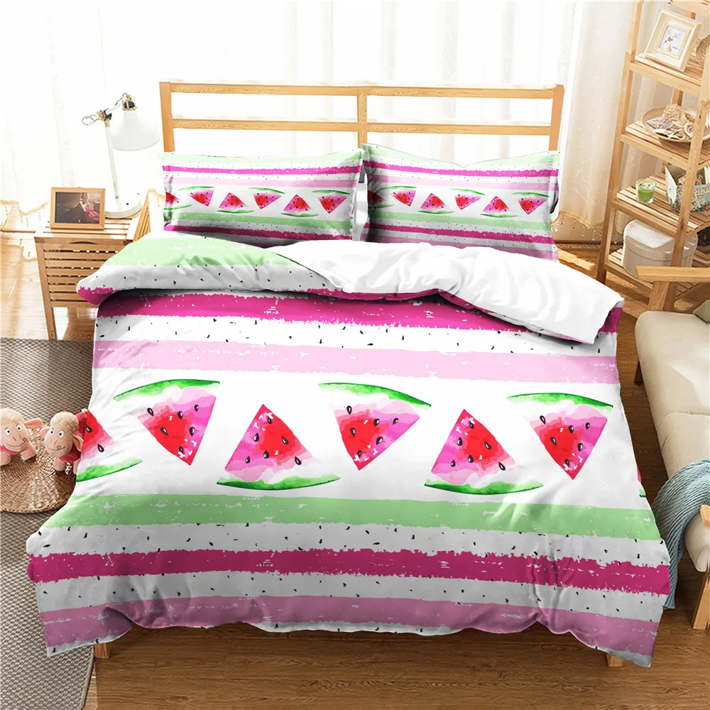 

3D Bedding Set Home Textiles Fresh Watermelon Pattern Duvet Cover for Kids with Pillowcase King Queen Size