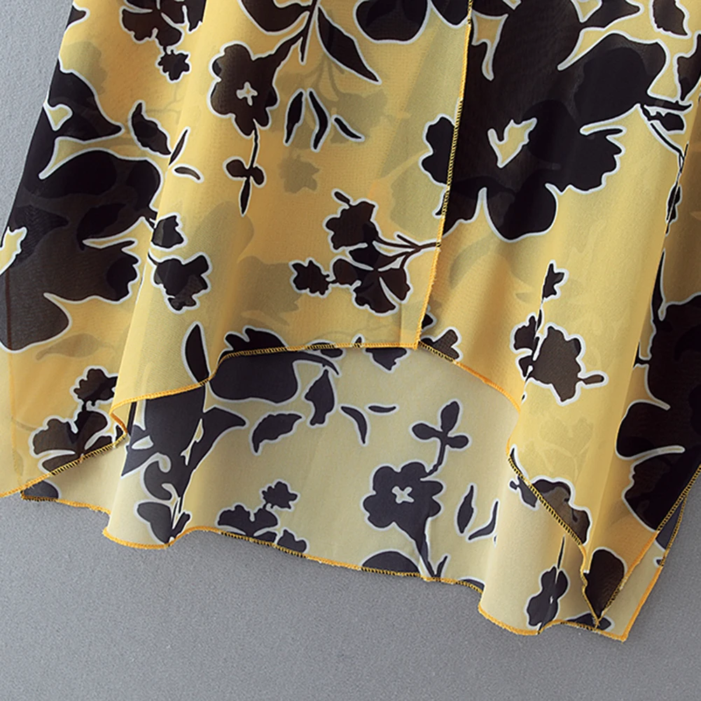 Цветочный Женский шифон спереди открытый короткий рукав комбинезон кардиган с