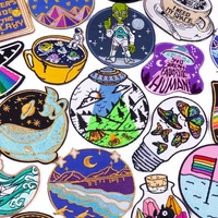 alien astronaut embroidered patches on clothes space ufo patches for clothing thermoadhesive patches waves mountains badges