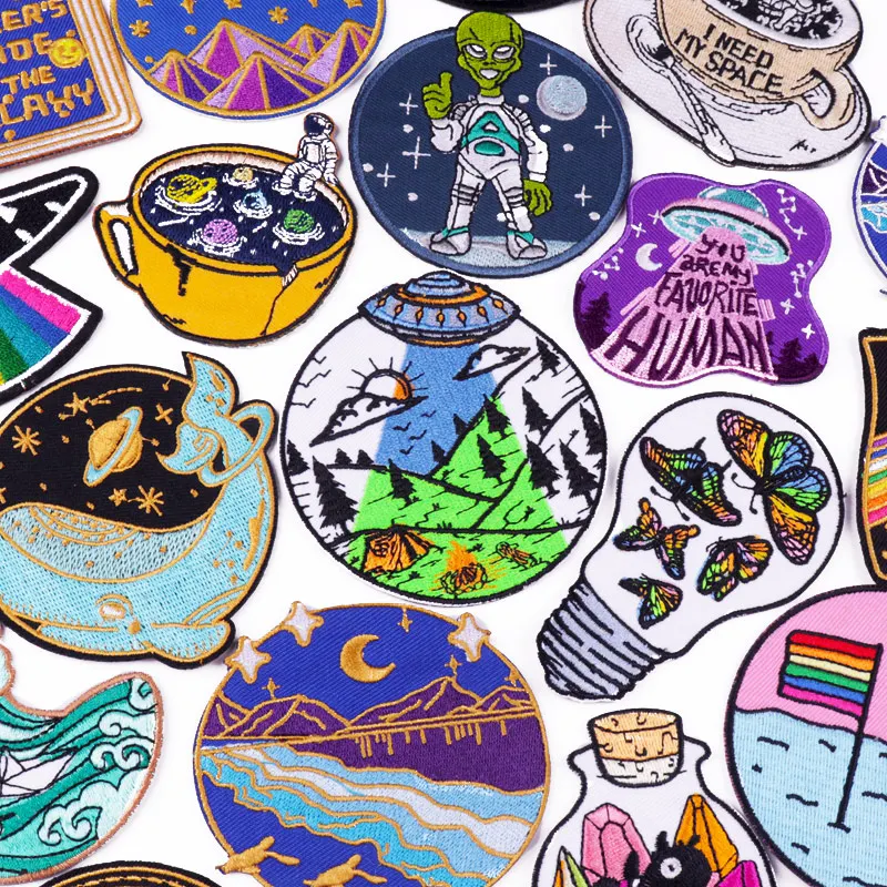 Аппликация с изображением космоса в горах Ван Гог волны вышивка термоклейкая