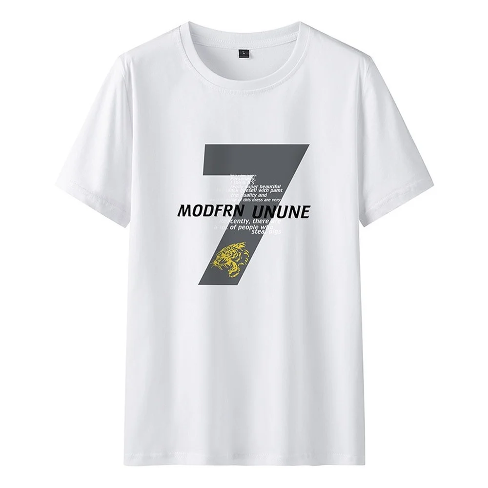 

Summer T Shirts Men Street Wear Digital Seven Printed Short Sleeve Shirt Men Tees Solid Color Summer Clothes Men Casual Shirt