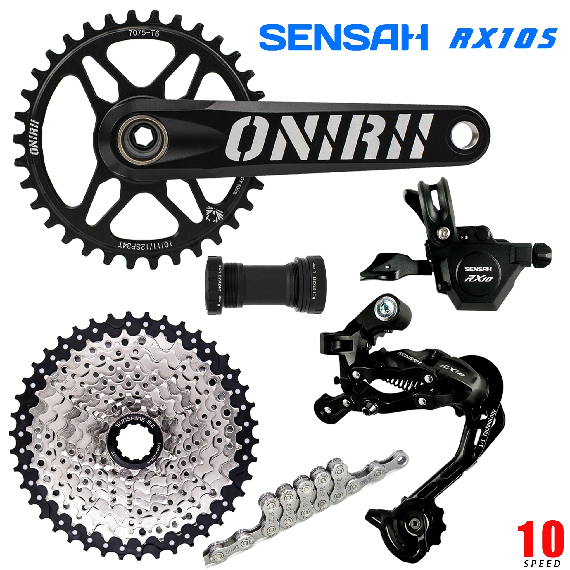 

SENSAH 10 Скорость переключения передач + задний переключатель + кассета 42/46T + диаметра окружности болтов + SUMC цепи велосипеда MTB указано, M6000 DEORE A5...