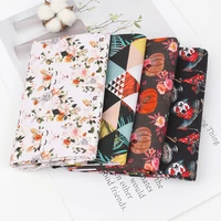ibows 100 cotton fabric geometric flower wine glass cartoon fabric for sewing home textile purse handmade diy masks 45140cm