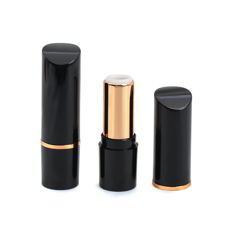 50 pcs/lot Empty Lipstick Tube 12.1mm Bright Black Sloping Cap Makeup Packaging DIY Empty Lip Balm Lipstick Containers Tubes