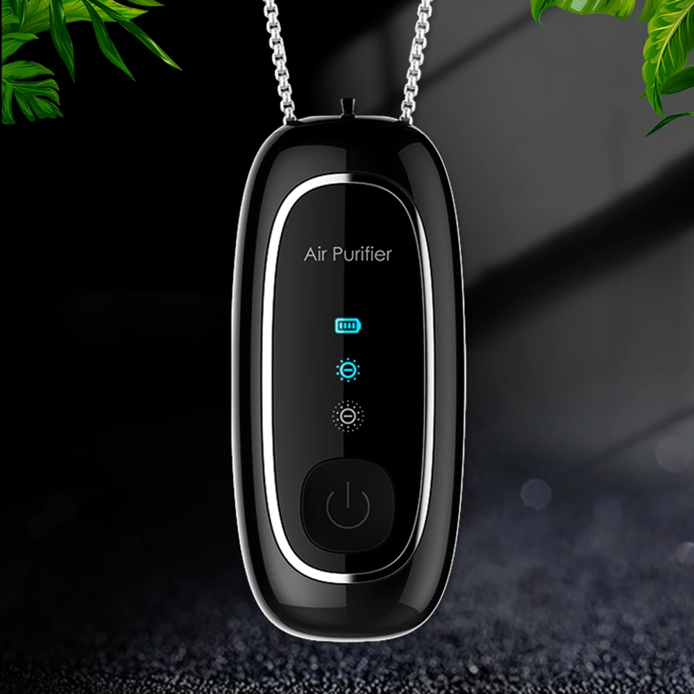 

Purifier Freshener Ionizer Negative Ion Generator Black Fashion Personal Wearable Air Necklace Mini Portable Air