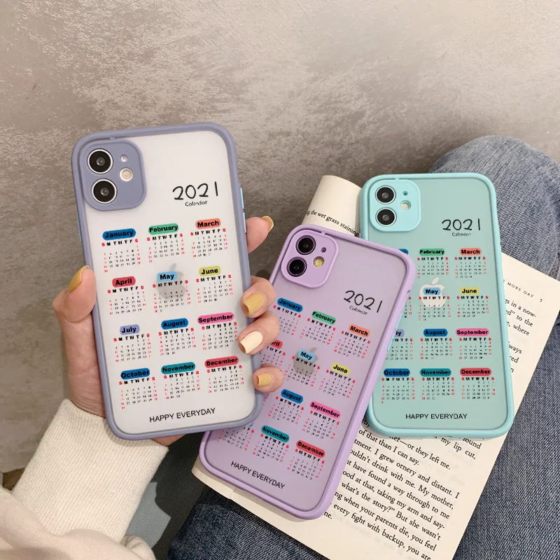 

2021 Calendar Phone Case for IPhone X XR XS MAX 12 11 Pro Max Mini For IPhone 6S 7 8 Plus SE 2020 TPU Hard Shockproof Back Cover