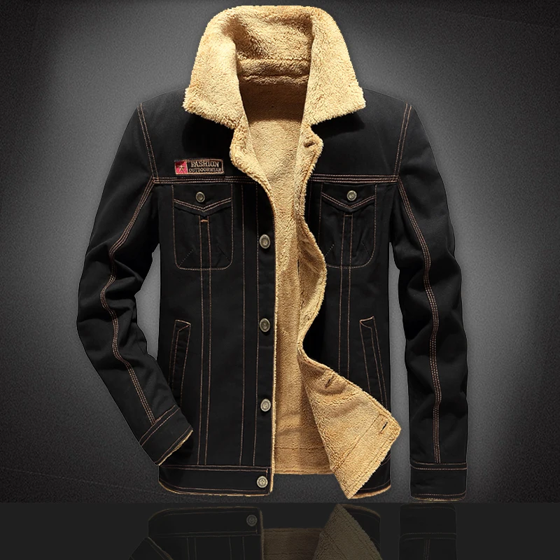 

Men Jean Denim Clothes Autumn And Winter New Men's Jacket Personality Big Collar Plus Velvet Thickening Jackets