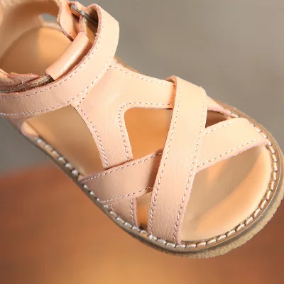 Сандалии из натуральной кожи для девочек летняя пляжная обувь принцессы мягкая