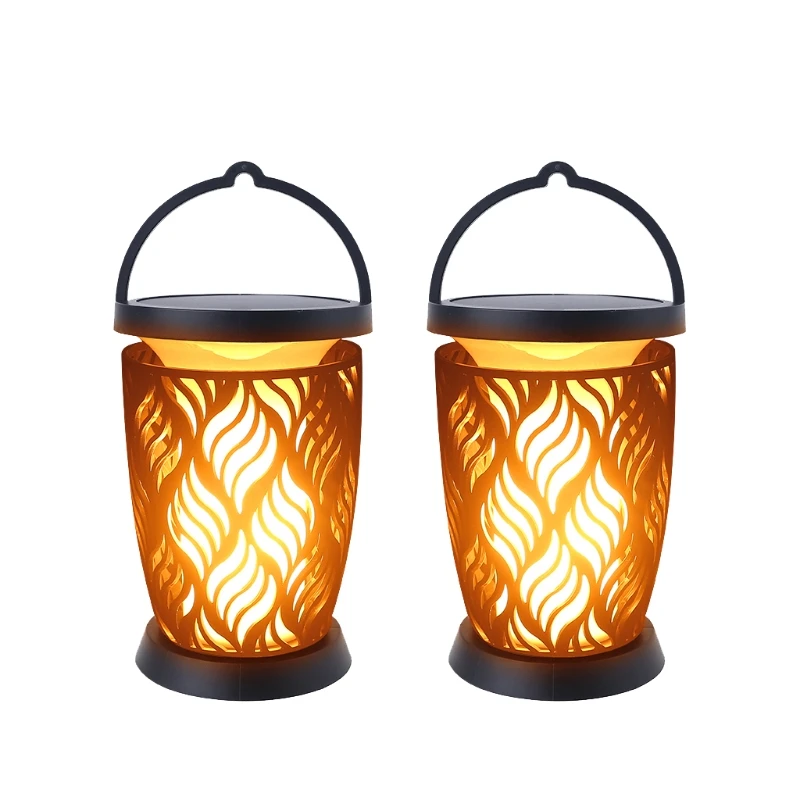 

2021 New 2 Pieces of Solar Torches Lights Waterproof Flame Lanterns for Pathway Garden