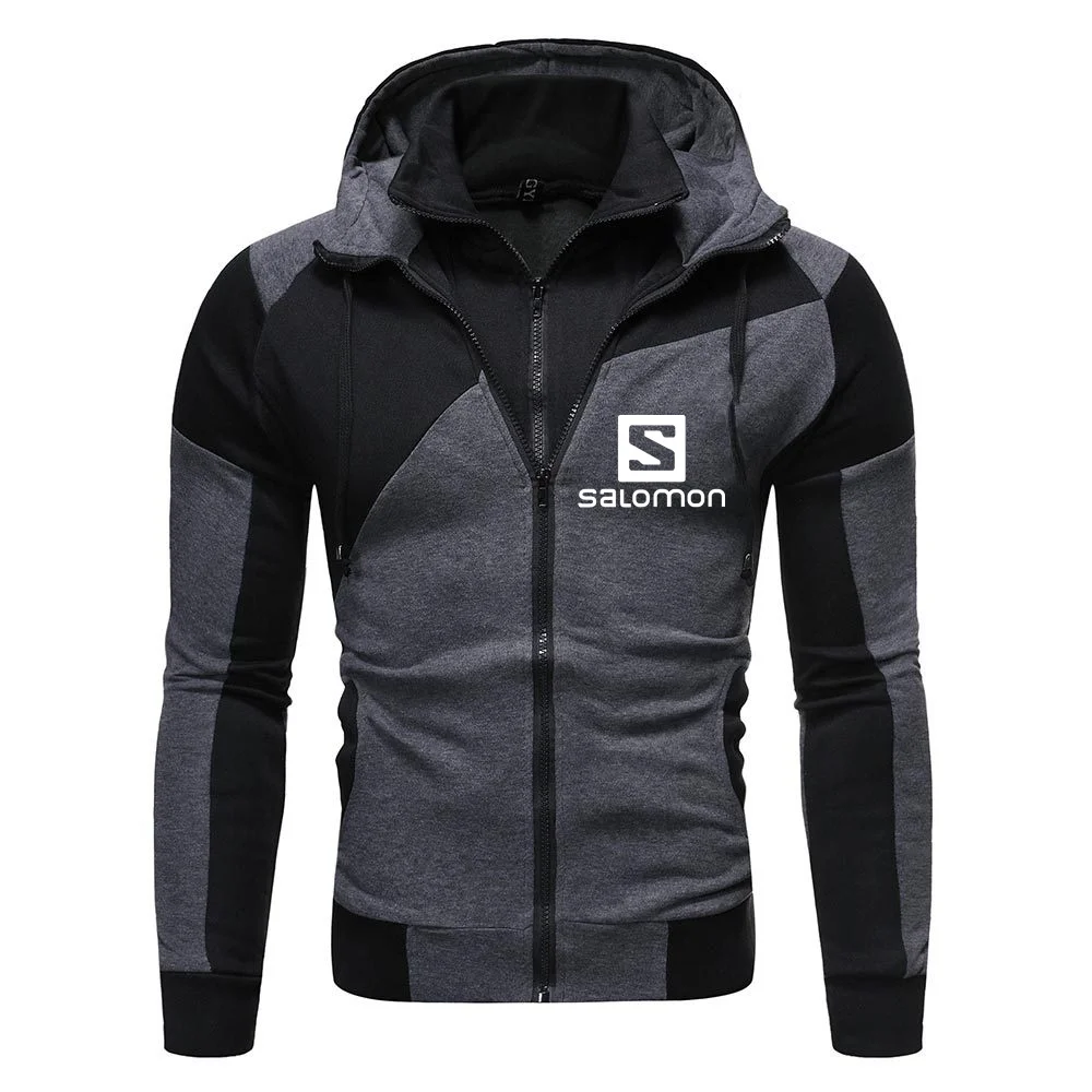 

New Men's 2021 Casual Classic Hoodie Patchwork Fashion Print Jacket with Comfortable Zip Athletic Casual Coat Top