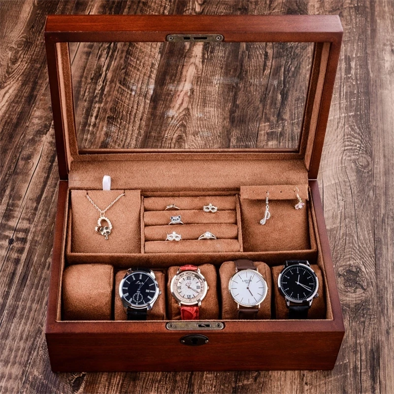 

Wooden Storage Box Living Room Creative Solid Wood Decorations Jewelry Watch Ring Necklace Earrings Bracelet Storage Box