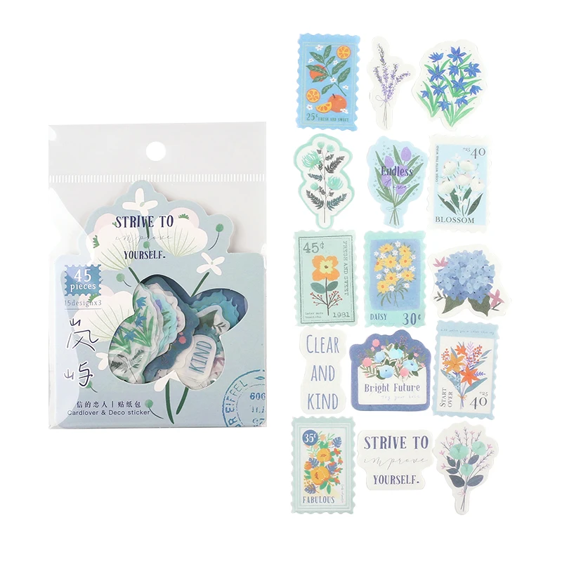 

45 Pcs Cute Flower Garden Sticker Diy Decorative Diary Journal Scrapbooking Planner Label Stickers Aesthetic Kawaii Stationery