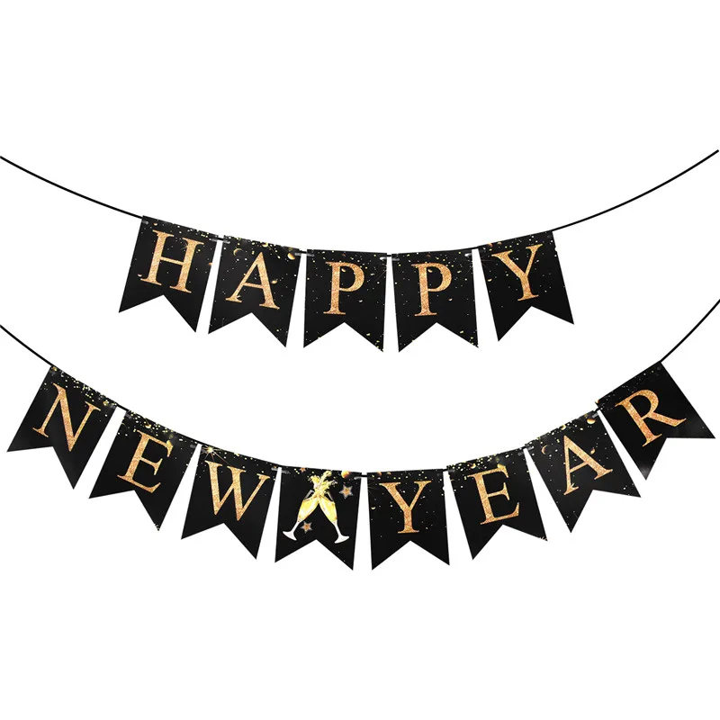

1set Paper Happy New Year Banner Decoration 2021 New Year Christmas Ornaments Party Home Decor Supplies