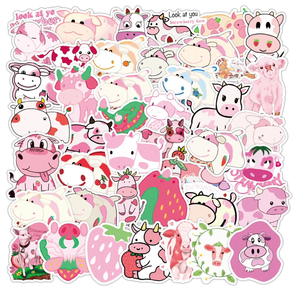 

10/30/50PCS Strawberry Milk Cute Anime Cartoon Graffiti Girl Laptop Skateboard Guitar Waterproof Sticker Wholesale