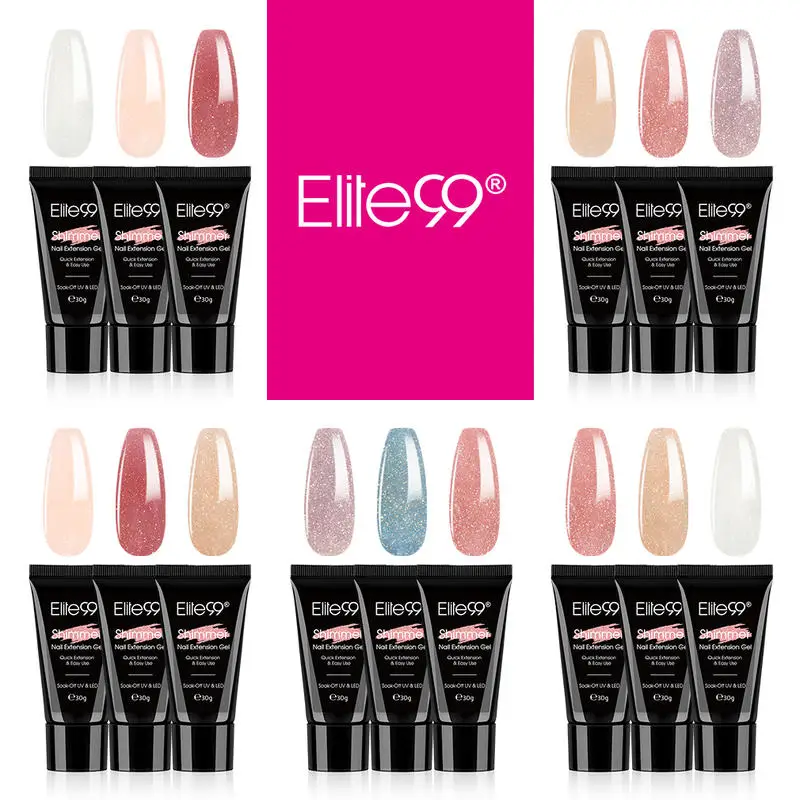 Elite99 5pcs/set Nail Gel Set 30ml Shimmer Polish Quick Building For Nails Extension Manicure Art Kit | Красота и здоровье