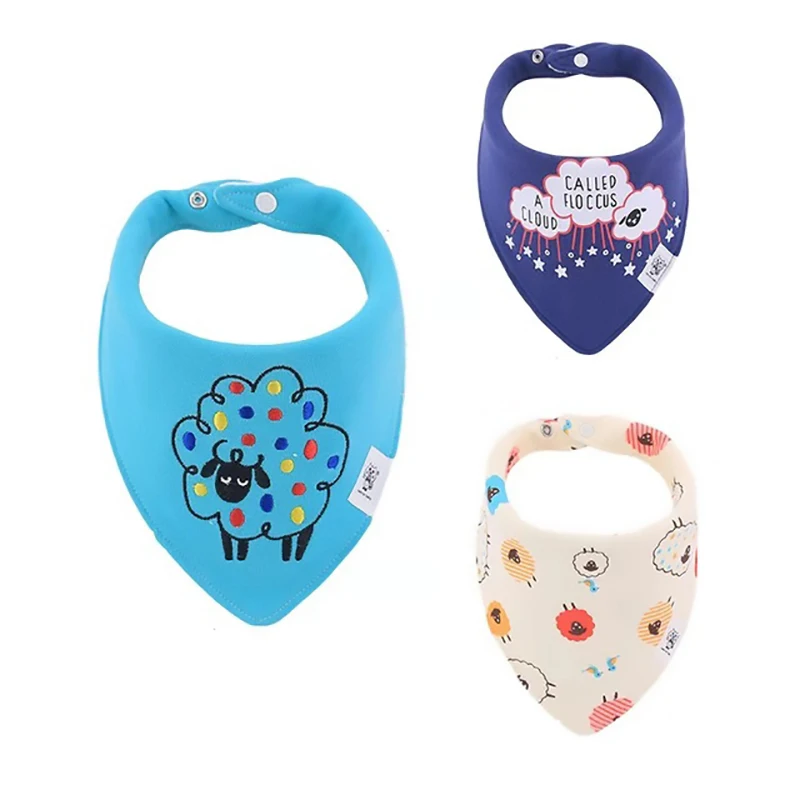 qksj002-2 3-Pack/lot Baby Bibs 100%Cotton Waterproof Cute cartoon print embroidery Saliva Towel Newborn Toddler Infant Boys Girls Stuff - Цвет: qksj002-2